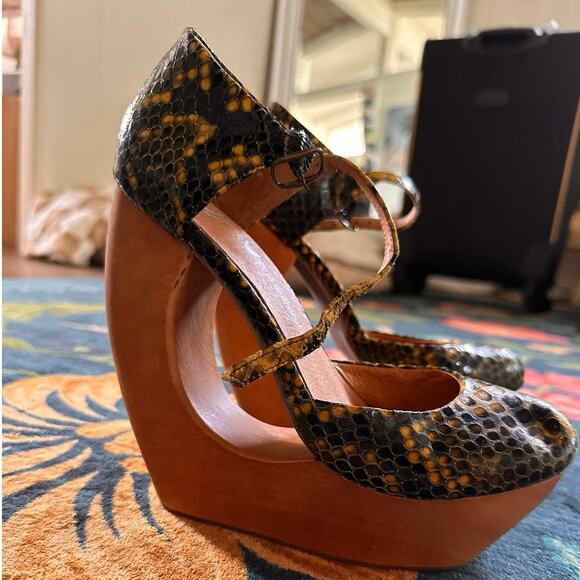 Jeffrey Campbell Rock Me Snakeprint Heels Size 7 - Picture 4 of 8